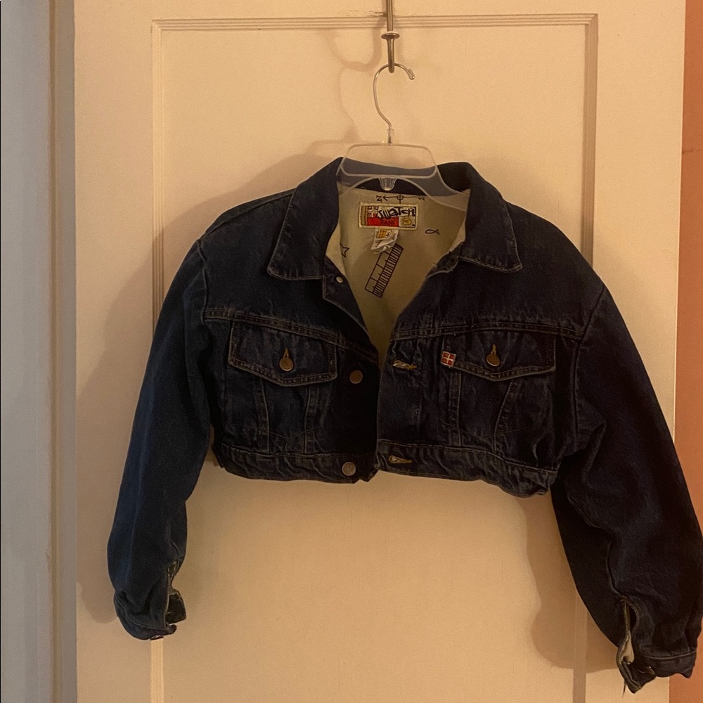 Swatch brand Vintage Dark Blue Cropped Denim Jacket